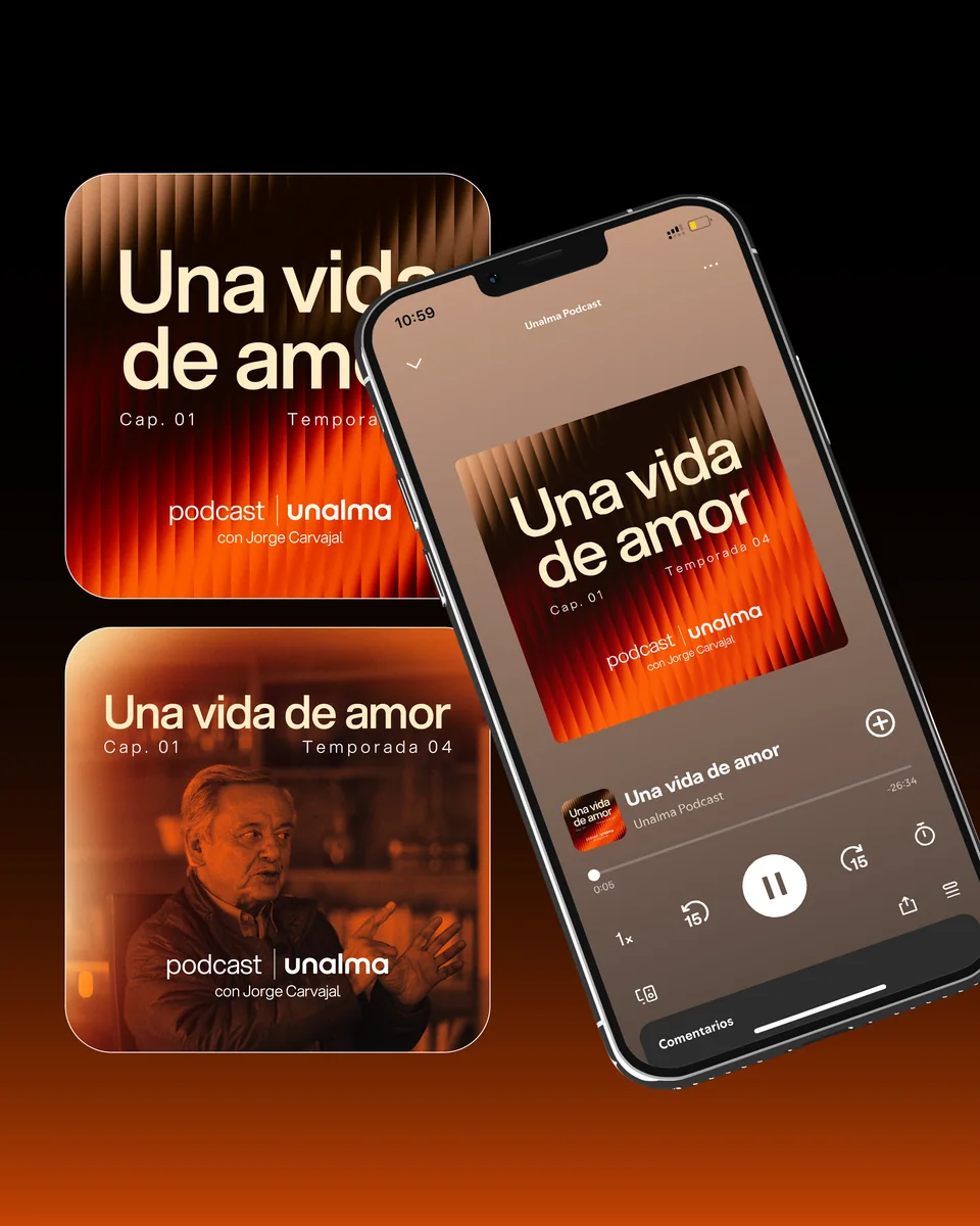 Portadas del episodio Una vida de amor, Temporada 04, y su versión en la app de podcast